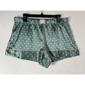 Victoria Secret Silky Large Polka Dots Pajama Shorts Turquoise - Silk Satin like